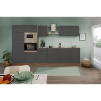 KÜCHENBLOCK 330 cm   in Grau, Eichefarben  - Edelstahlfarben/Eichefarben, Design, Holzwerkstoff/Metall (330cm) - Respekta