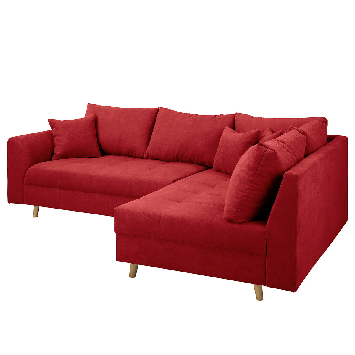 ECKSOFA Ariella in Mikrofaser Rot  231/161 cm  - Rot/Naturfarben, Design, Holz/Textil (231/161cm) - Livetastic