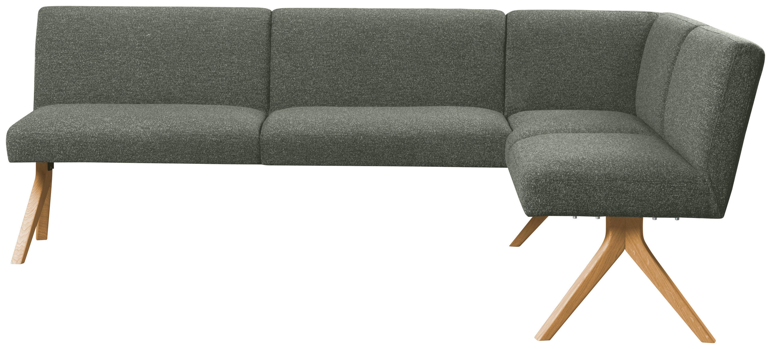 ECKBANK 238/172 cm Webstoff Graugrün Eiche vollmassiv   - Eichefarben/Graugrün, KONVENTIONELL, Holz/Textil (238/172cm) - Linea Natura