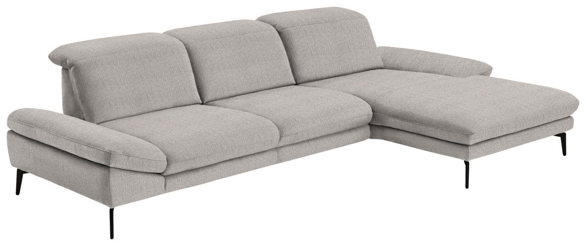 ECKSOFA in Chenille Greige  - Greige/Schwarz, Design, Textil/Metall (319/188cm) - Beldomo System