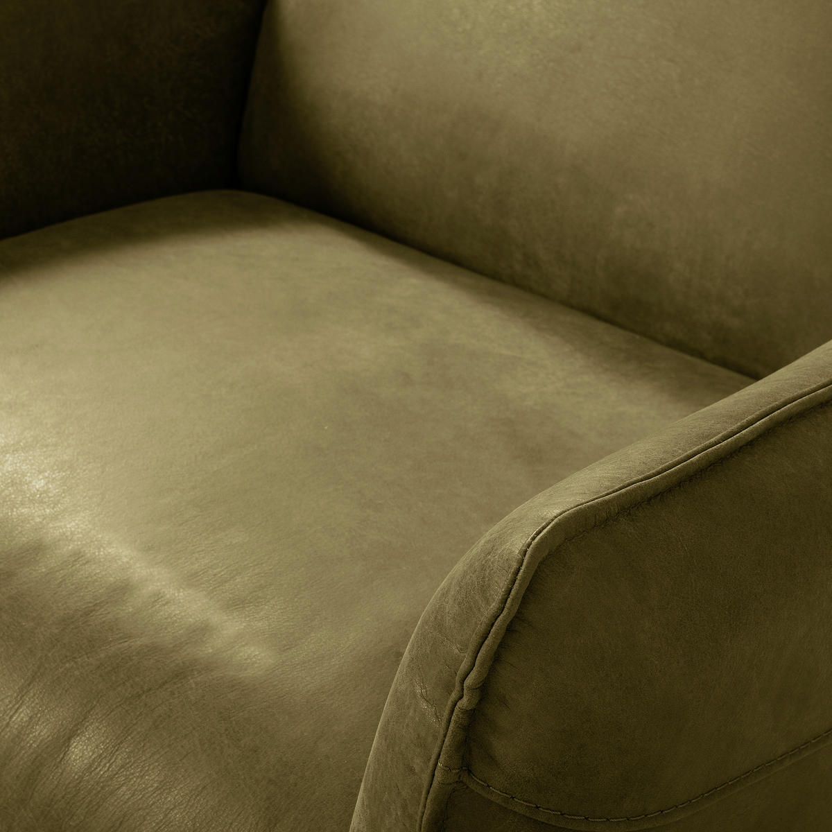 RELAXSESSEL in Leder Olivgrün  - Schwarz/Olivgrün, Design, Leder/Metall (77/107/88cm) - Livetastic