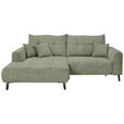 ECKSOFA Salbeigrün Cord  - Salbeigrün/Schwarz, KONVENTIONELL, Textil/Metall (185/250cm) - Carryhome