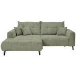 ECKSOFA in Cord Olivgrün  175/250 cm  - Schwarz/Olivgrün, KONVENTIONELL, Textil/Metall (175/250cm) - Carryhome
