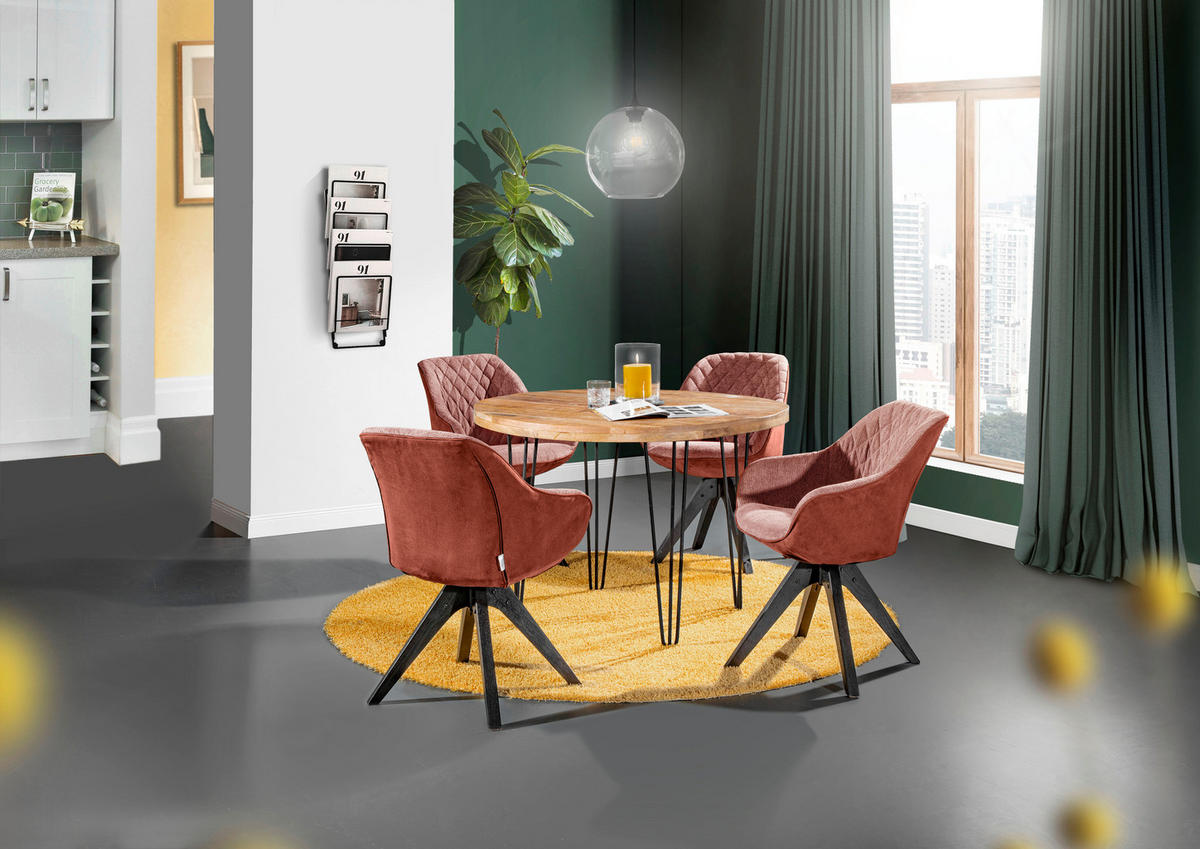 ARMLEHNSTUHL  in  - Schwarz/Orange, Lifestyle, Holz/Textil (60/83/50/65cm) - Landscape