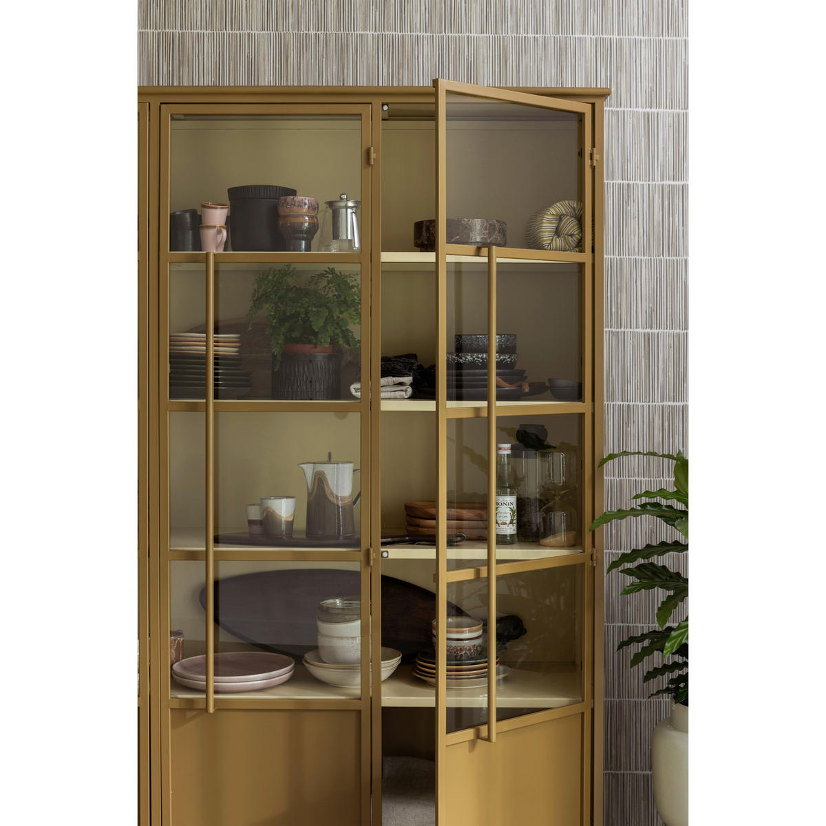 VITRINE Exhibit in Honig  - Honig, Design, Glas/Metall (140/200/40cm) - Livetastic