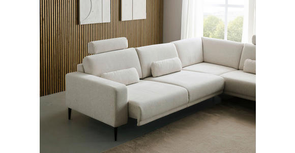 ECKSOFA Dieter Knoll Beige Chenille  - Beige/Schwarz, Design, Textil/Metall (303/254cm) - Dieter Knoll