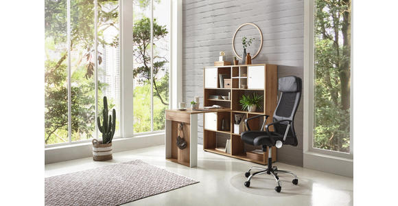 MINI-OFFICE Weiß, Eichefarben - Eichefarben/Weiß, KONVENTIONELL (127,2/145,1/114,2cm) - Voleo