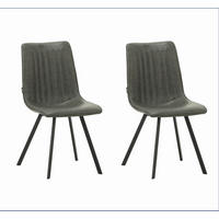 STUHL-SET 2 Stück  Mikrofaser  Anthrazit  - Anthrazit/Schwarz, MODERN, Textil/Metall (45,5/89,5/60cm) - MID.YOU