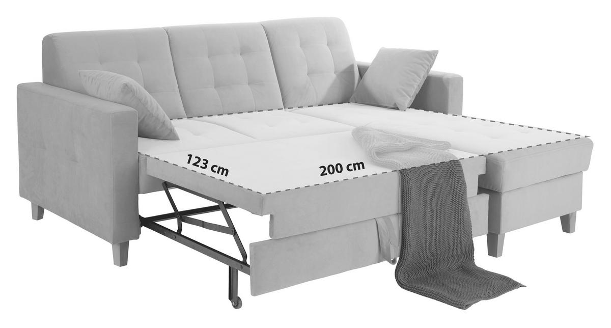 ECKSOFA Hellblau Samt  - Naturfarben/Hellblau, Design, Holz/Textil (231/160cm) - Livetastic
