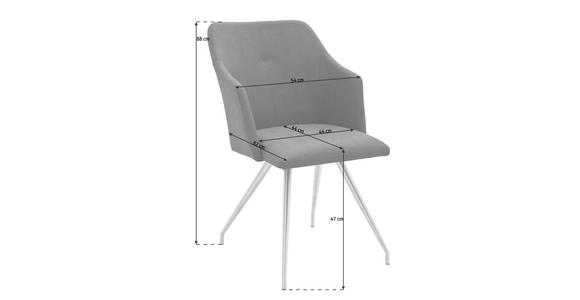 STUHL Lederlook Anthrazit, Edelstahlfarben - Edelstahlfarben/Anthrazit, Design, Textil/Metall (54/88/62cm) - Novel