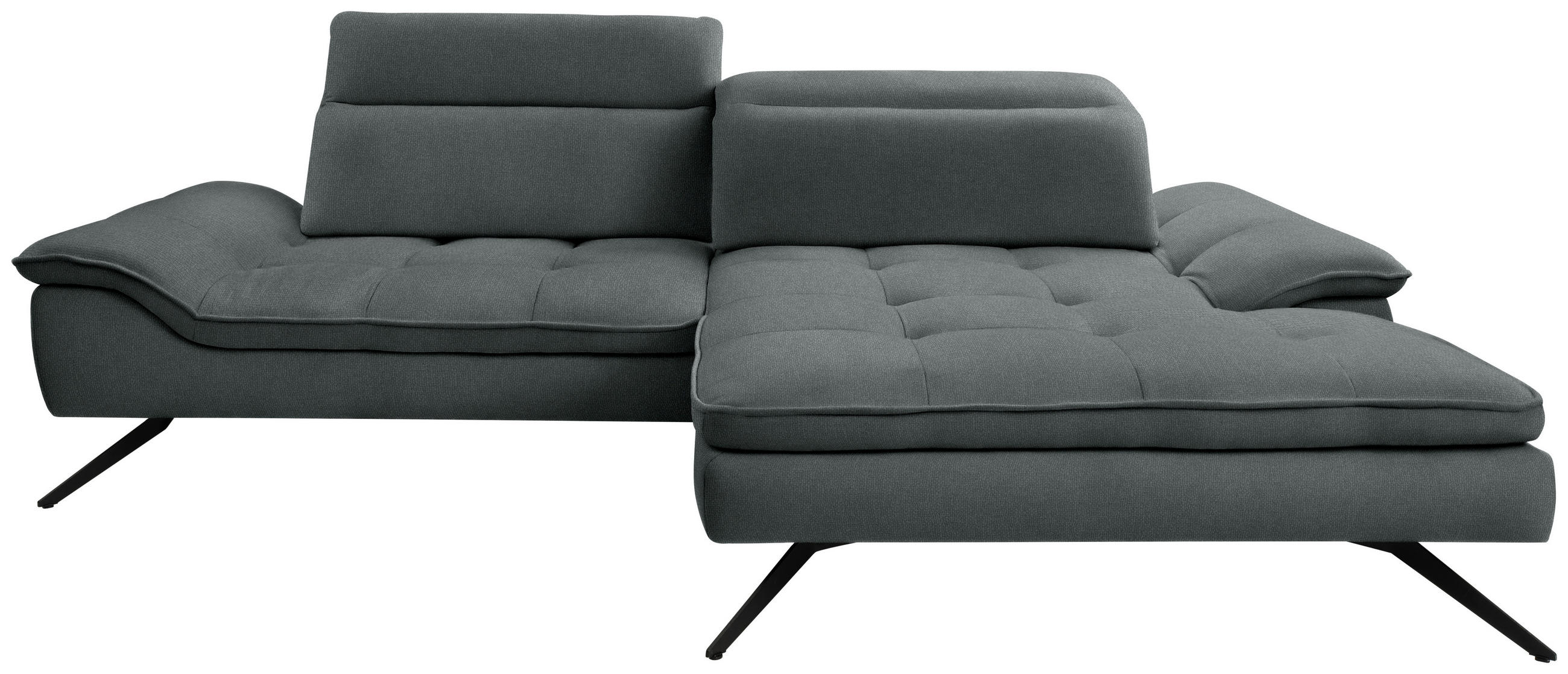 ECKSOFA in Webstoff Dunkelgrau  - noir/gris foncé, Design, textile/métal (288/179-202cm) - Stylife