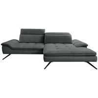 ECKSOFA in Webstoff Dunkelgrau  - noir/gris foncé, Design, textile/métal (288/179-202cm) - Stylife