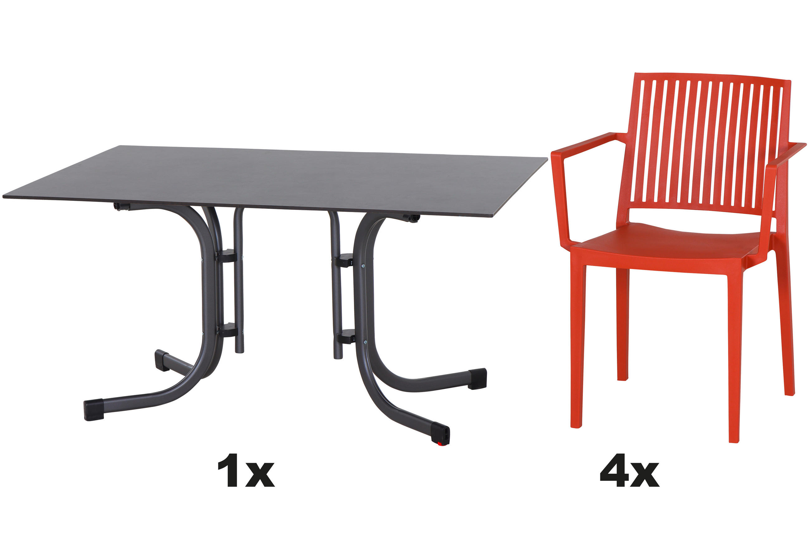 GARTENGARNITUR 5-teilig Stahl  - Anthrazit/Rot, Basics, Kunststoff/Metall (90/80/140cm) - Siena Garden