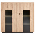 HIGHBOARD  in 150/137/37 cm  - Eichefarben/Anthrazit, Design, Glas/Holzwerkstoff (150/137/37cm) - Carryhome