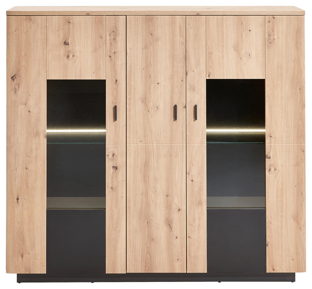 HIGHBOARD  in 150/137/37 cm  - Eichefarben/Anthrazit, Design, Glas/Holzwerkstoff (150/137/37cm) - Carryhome