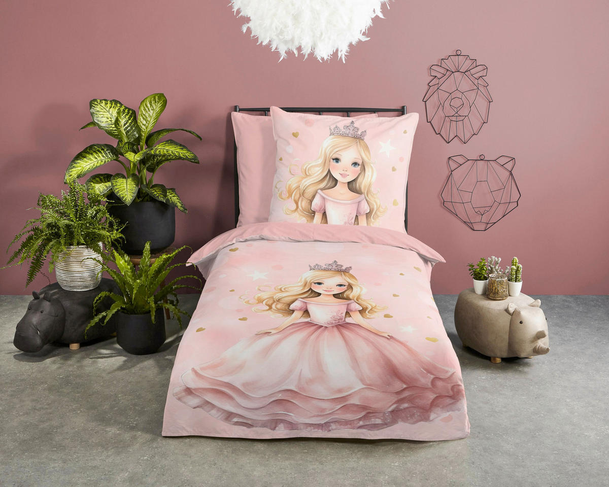 OTROŠKA POSTELJNINA Amelie 140/200 cm renforcé roza, svetlo roza  - roza/svetlo roza, Konvencionalno, tekstil (140/200cm) - Ben'n'jen