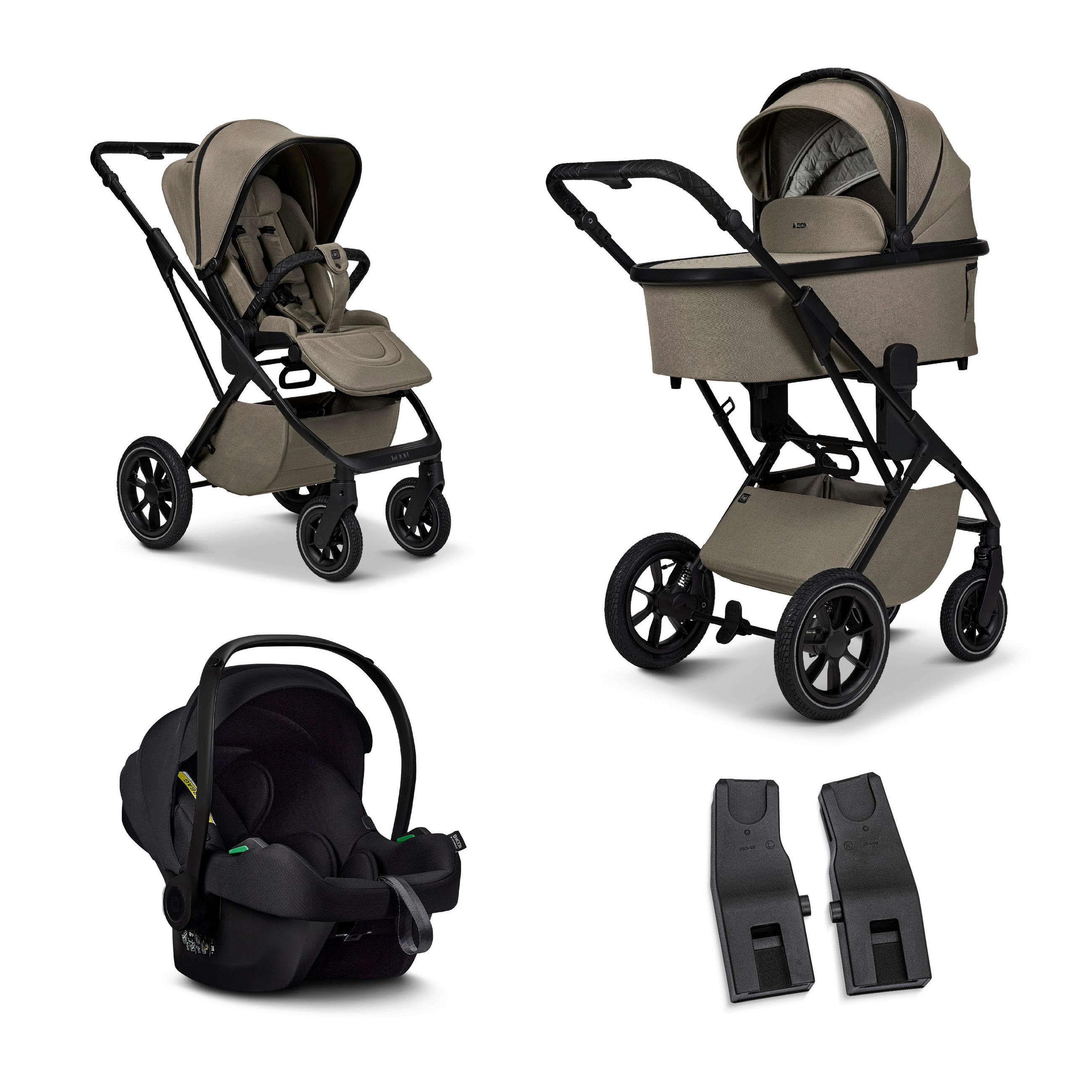 SET DJEČJIH KOLICA Più Set mit Cosmo 2.0 - boje blata/crna, Basics, tekstil (105/56,5/127cm) - Moon