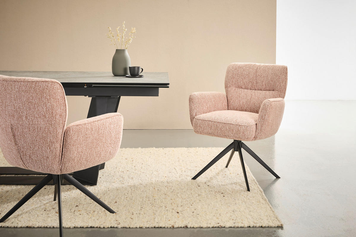 ARMLEHNSTUHL  in Eisen Leinenoptik  - Schwarz/Rosa, Design, Textil/Metall (67/86/68cm) - Novel