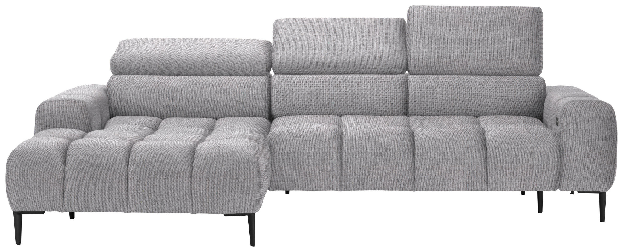 ECKSOFA Hellgrau Webstoff  - Hellgrau/Schwarz, Design, Textil/Metall (177/270cm) - Welnova