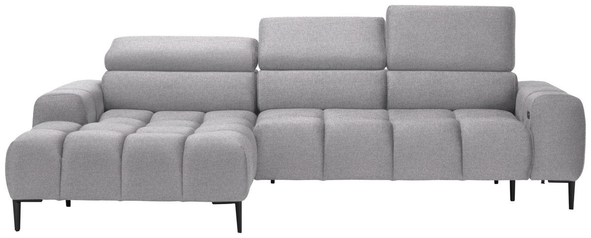 ECKSOFA in Webstoff Hellgrau  - Hellgrau/Schwarz, Design, Textil/Metall (177/270cm) - Welnova