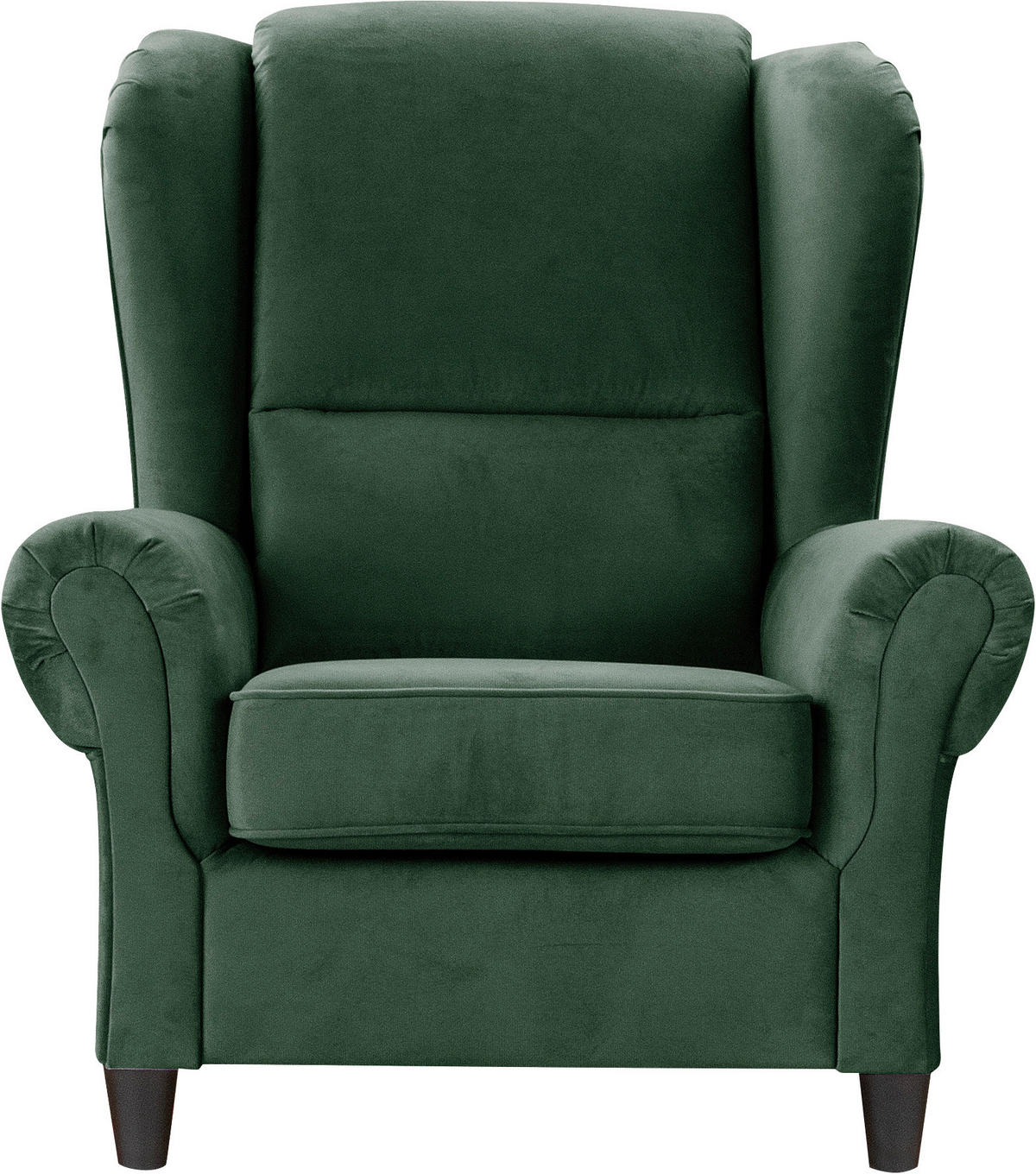 OHRENSESSEL Plüsch Dunkelgrün  - Dunkelgrün/Schwarz, Design, Holz/Textil (94/112/92cm) - MID.YOU