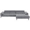 ECKSOFA in Webstoff Grau  - Schwarz/Grau, Design, Textil/Metall (329/190cm) - Beldomo Style
