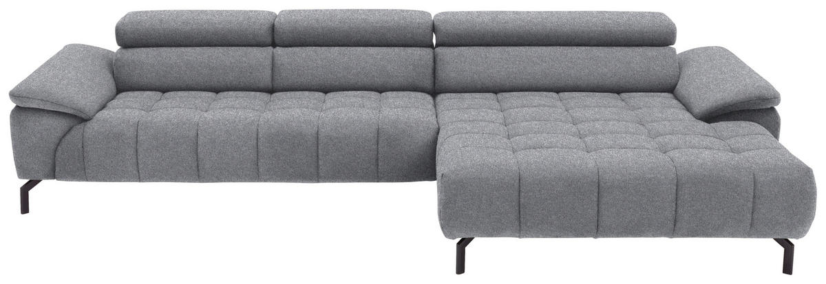 ECKSOFA in Webstoff Grau  - Schwarz/Grau, Design, Textil/Metall (329/190cm) - Beldomo Style