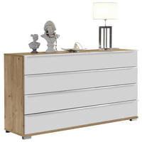 SIDEBOARD  in 149/82/42 cm  - Chromfarben/Eiche Bianco, Basics, Glas/Holzwerkstoff (149/82/42cm) - Venda
