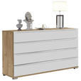SIDEBOARD  in 149/82/42 cm  - Chromfarben/Eiche Bianco, Basics, Glas/Holzwerkstoff (149/82/42cm) - Venda