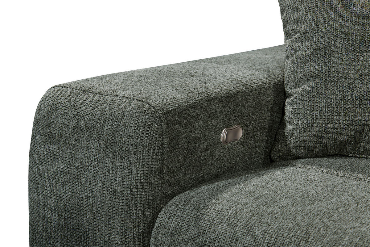 ECKSOFA in Chenille Dunkelgrün  - Dunkelgrün/Schwarz, Konventionell, Kunststoff/Textil (268/172cm) - MID.YOU