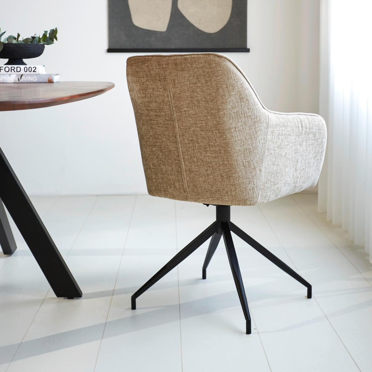 STOLIČKA S PODRÚČKAMI, ženilka, béžová - čierna/béžová, Modern, kov/textil (59/88/60cm) - MID.YOU