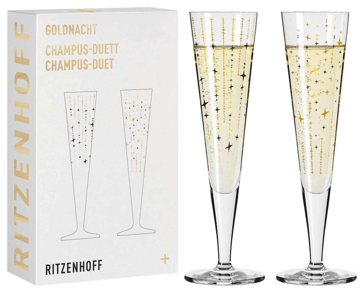 CHAMPAGNERGLAS 205 ml 2-teilig  - Platinfarben/Goldfarben, LIFESTYLE, Glas (7,2/24/7,2cm) - Ritzenhoff