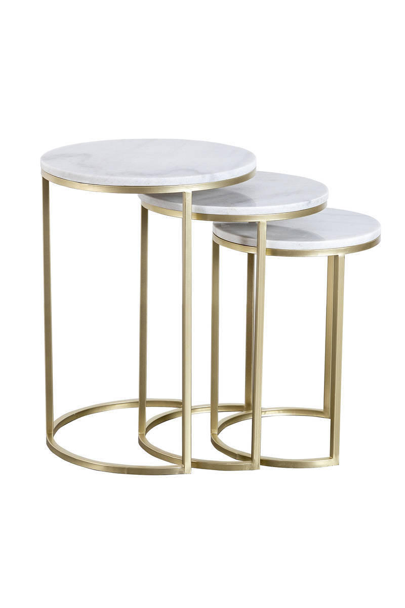 BEISTELLTISCH Weiß  - Goldfarben/Weiß, Trend, Stein/Metall - Kayoom