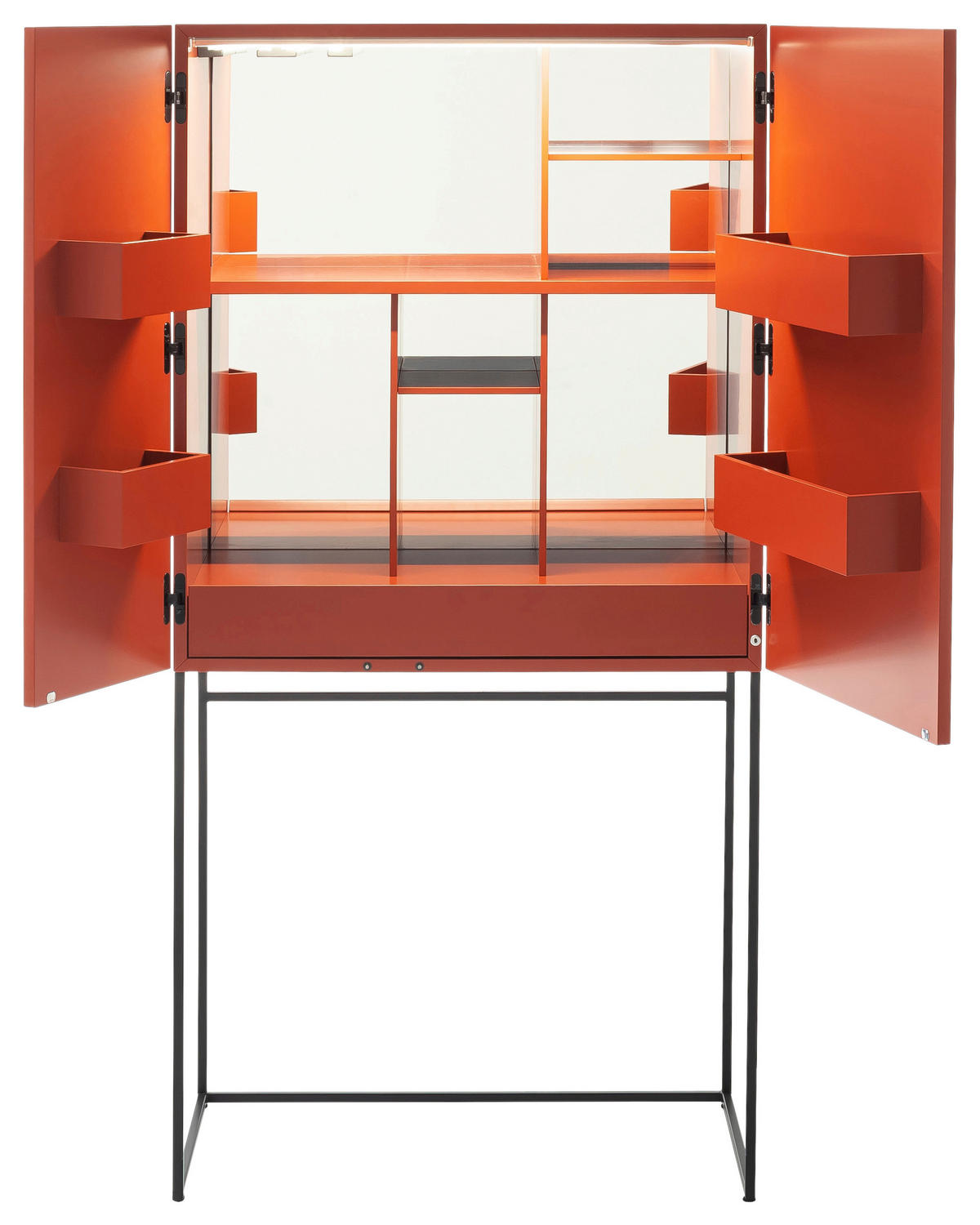 BARSCHRANK Rot  80/165/45 cm  - Rot/Schwarz, Design, Holzwerkstoff/Metall (80/165/45cm) - Schöner Wohnen