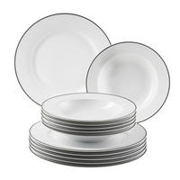 TAFELSERVICE Nola 12-teilig  - Schwarz/Weiß, Basics, Keramik - Mäser