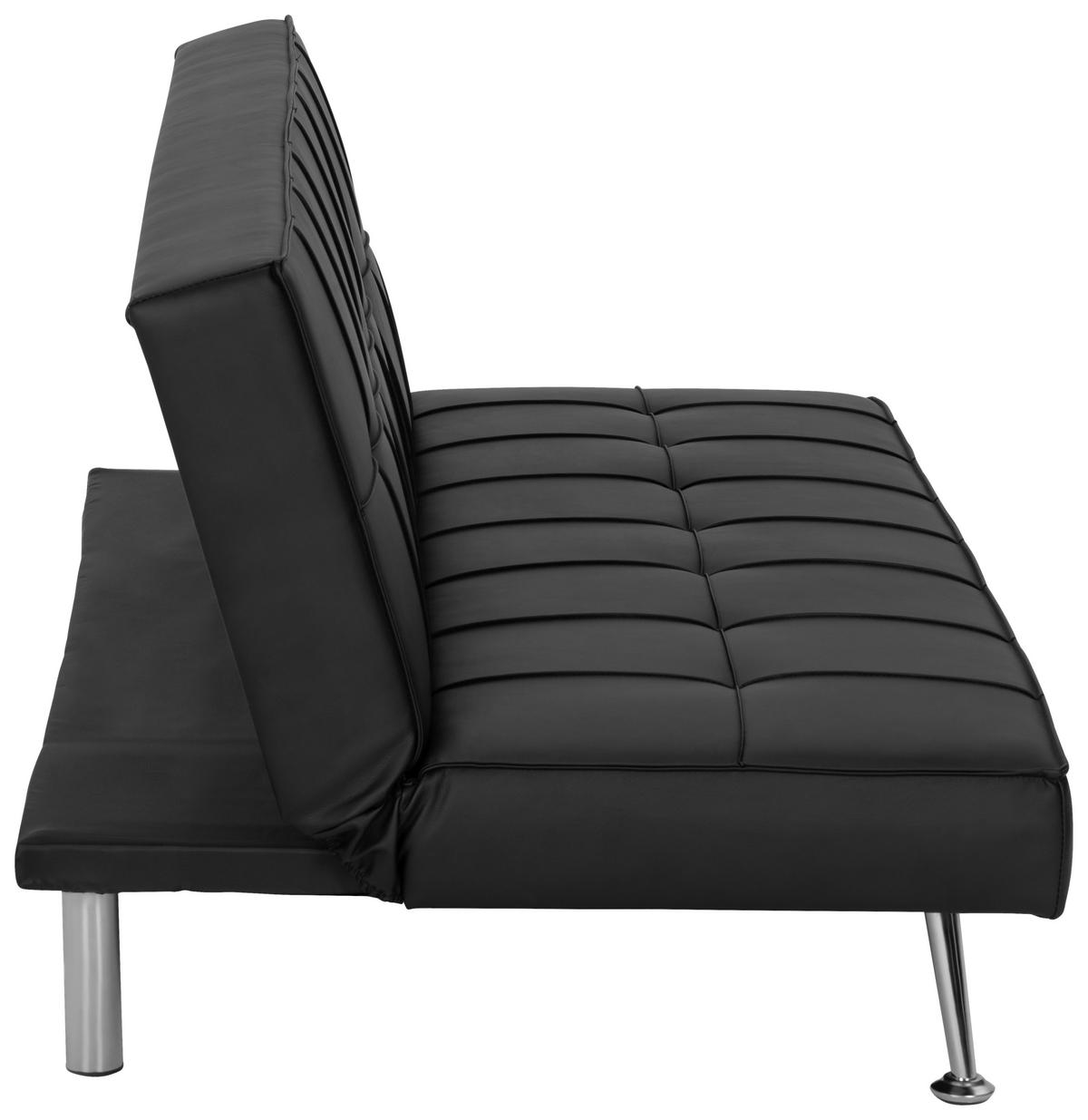 SCHLAFSOFA in Textil Schwarz  - Silberfarben/Schwarz, Basics, Textil/Metall (179/74/91cm) - P & B