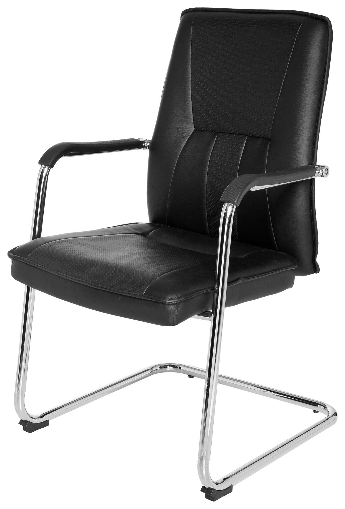 BESUCHERSTUHL  in Lederlook Schwarz  - Chromfarben/Schwarz, MODERN, Kunststoff/Textil (56/97/46cm) - MID.YOU