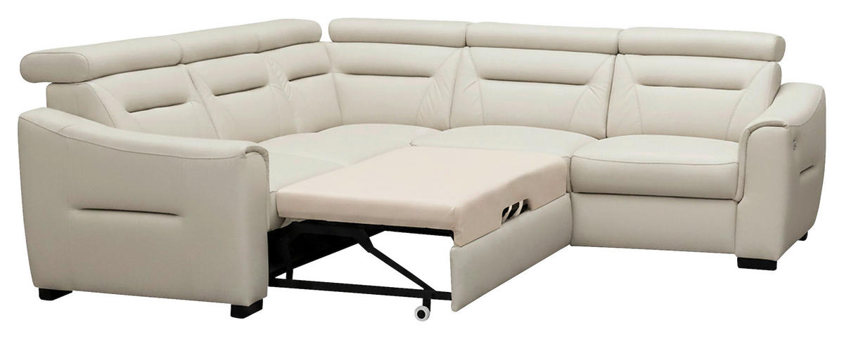 ECKSOFA Lederlook Echtleder Creme  - Wengefarben/Creme, Design, Leder/Holz (260/260cm) - Celina Home