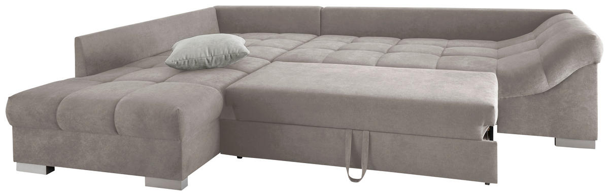 ECKSCHLAFSOFA Taupe Mikrofaser  - Taupe/Silberfarben, Design, Holz/Textil (202/298cm) - MID.YOU