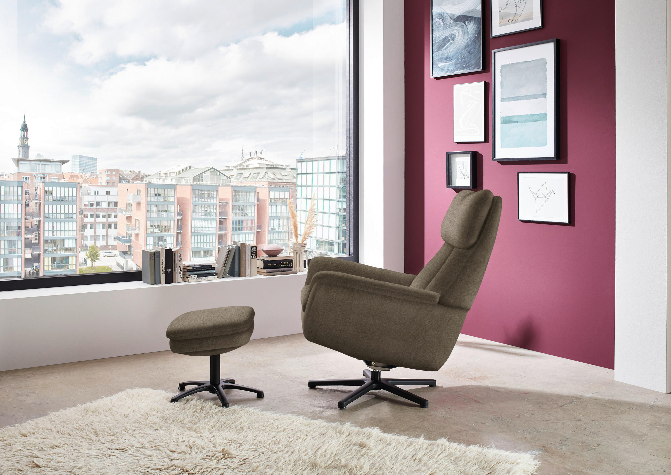 RELAXSESSEL in Textil Graubraun  - Graubraun/Schwarz, Design, Textil/Metall (79/108/89cm) - Beldomo Style