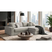 ECKSCHLAFSOFA  KAMIL Beige Cord  - Beige/Schwarz, MODERN, Kunststoff/Textil (180/297cm) - P & B