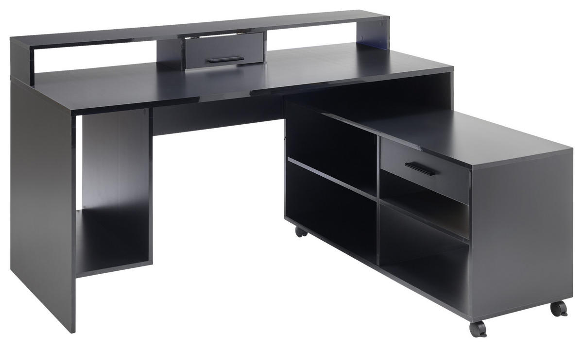 GAMINGTISCH 160/70/92 cm  in Schwarz  - Schwarz, LIFESTYLE, Holzwerkstoff/Kunststoff (160/70/92cm) - Livetastic
