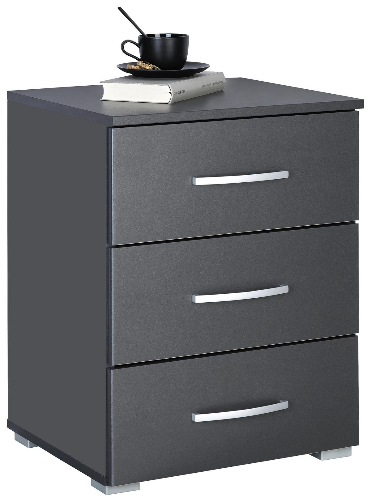 NACHTKÄSTCHEN 47/62/42 cm  in Grau  - Alufarben/Grau, KONVENTIONELL, Holzwerkstoff/Kunststoff (47/62/42cm) - Stylife