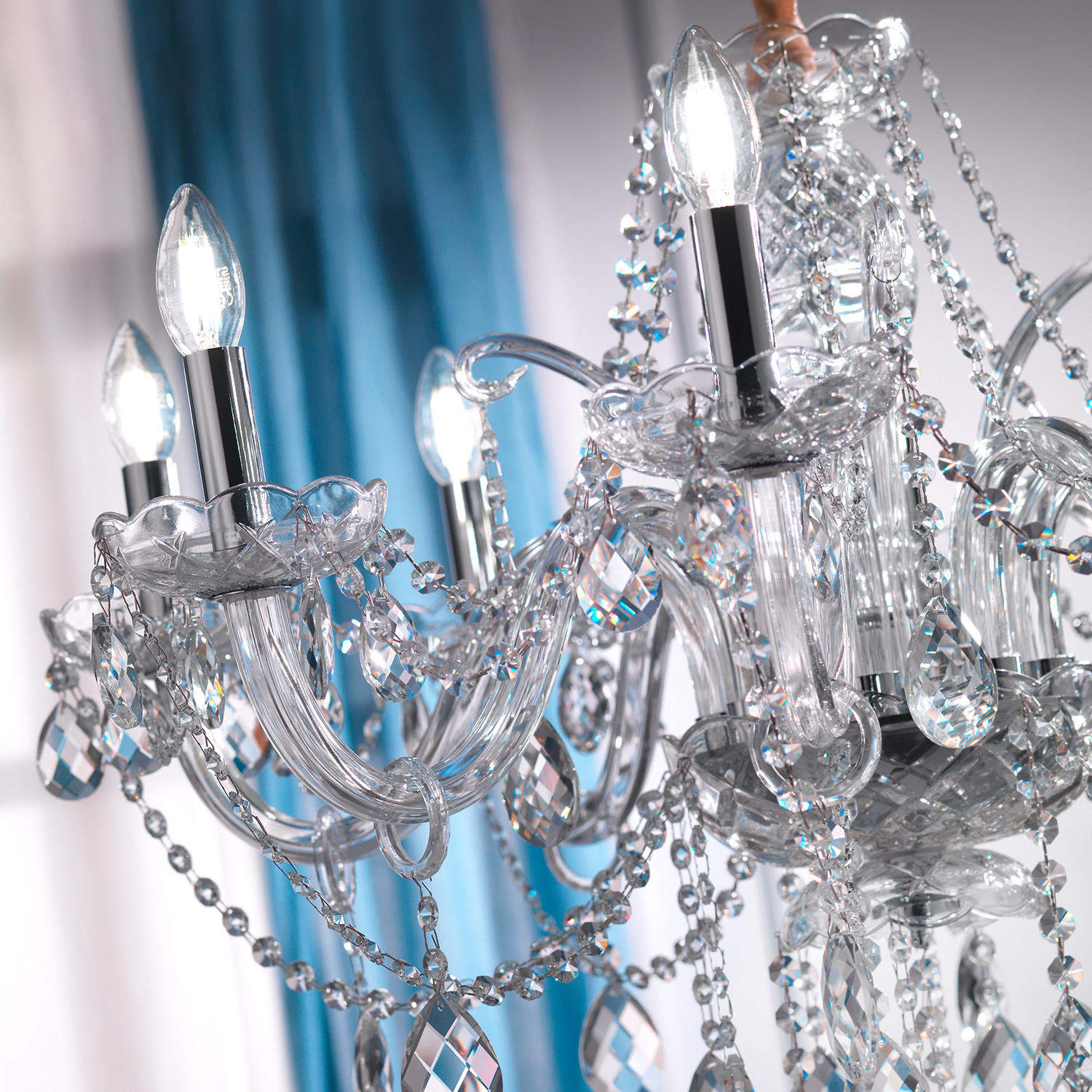 KRISTALL-HÄNGELEUCHTE 75/100 cm   - Chromfarben/Transparent, KONVENTIONELL, Glas/Metall (75/100cm)