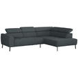 ECKSOFA in Chenille Grau  280/205 cm  - Schwarz/Grau, Design, Textil/Metall (280/205cm) - Xora