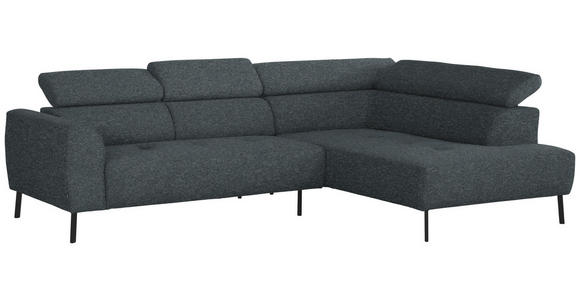 ECKSOFA in Chenille Grau 280/205 cm - Schwarz/Grau, Design, Textil/Metall (280/205cm) - Xora