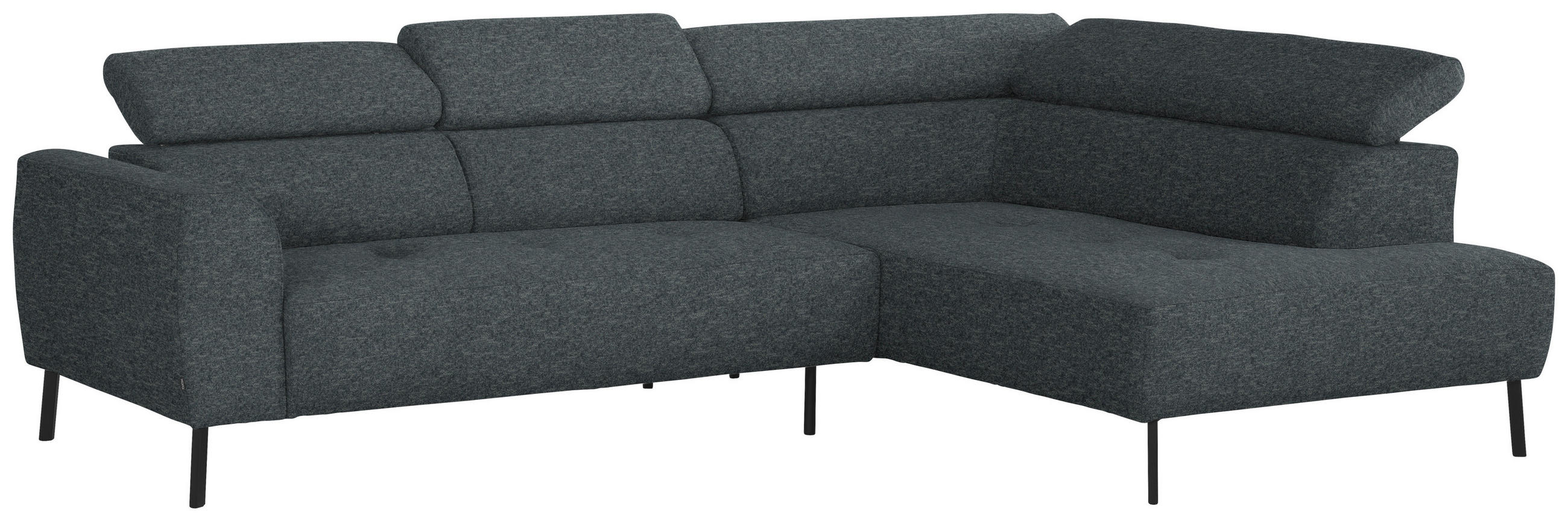 ECKSOFA in Chenille Grau  280/205 cm  - Schwarz/Grau, Design, Textil/Metall (280/205cm) - Xora