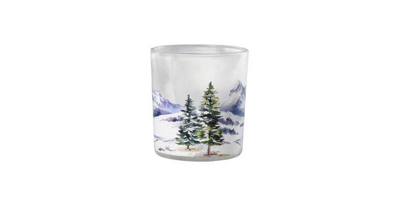TEELICHTGLAS - Weiß/Hellblau, Basics, Glas (7,3/8cm) - Ambia Home