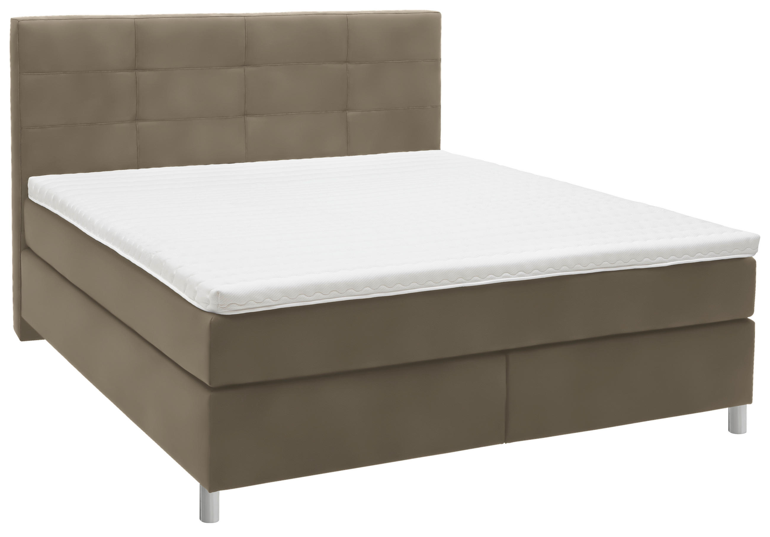 BOXSPRINGBETT 180/200 cm  in Graubraun  - Chromfarben/Graubraun, KONVENTIONELL, Kunststoff/Textil (180/200cm) - Voleo