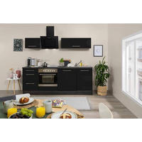 KÜCHENBLOCK 220 cm   in Grau, Schwarz  - Alufarben/Schwarz, Basics, Holzwerkstoff (220cm) - Respekta